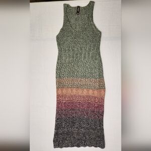 Women's Crochet Knit Lightweight Stretchy Ombre Gradient Bodycon Dress Sz S/M